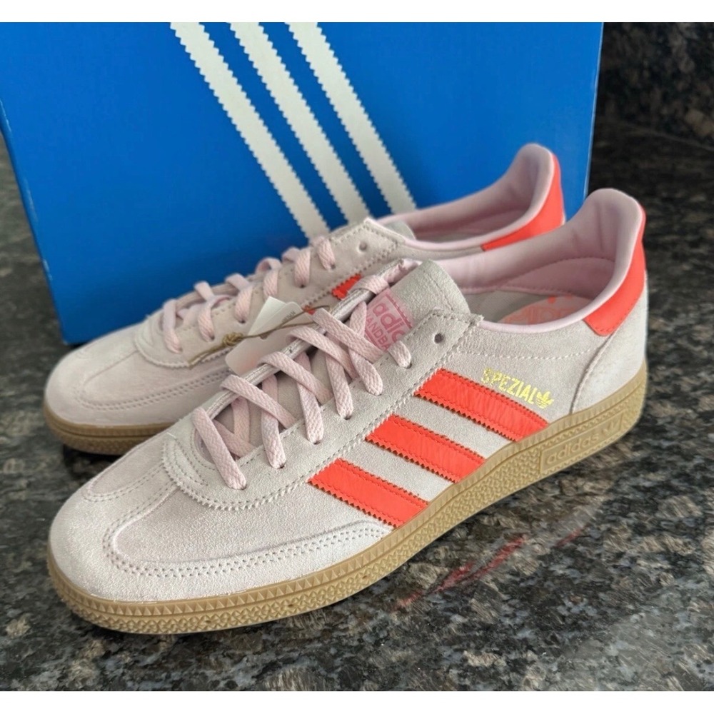 Adidas Handball Spezial W Clear Pink Solar Orange Gum JS0250 Womens 9.5